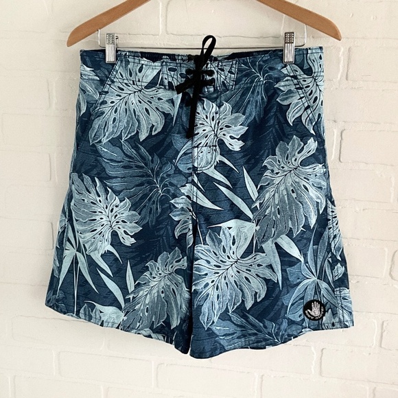 Body Glove Men’s Swim Trunk Blue Tropical Print Pool Beach Aloha Sz L - Picture 2 of 13